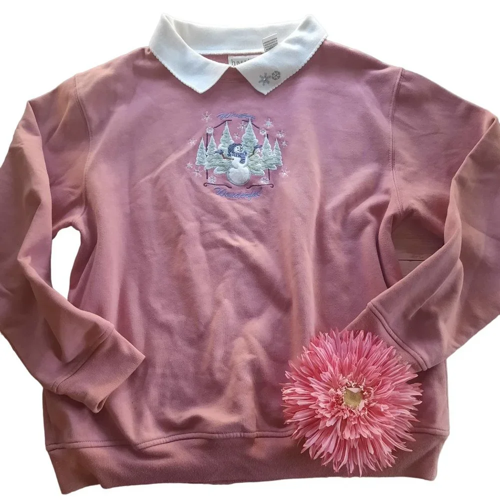 Vintage Hasting & Smith Pink Christmas Embroidered Sweatshirt - Picture 11 of 13